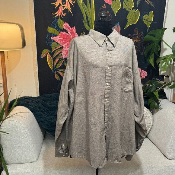 Corporate Casual Button-Down Shirt, 100% Cotton, Brown, Men's XXL - Picture 5 of 16